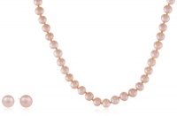 Pink Freshwater Cultured Pearl Girl's Necklace and Earrings Set with Sterling Silver Clasp (6-6.5mm ), 15 Pink Freshwater Cultured Pearl Girl's Necklace and Earrings Set with Sterling Silver Clasp (6-6.5mm ), 15
