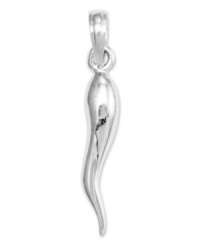 Make a wish! This symbolic good luck charm features a small polished Italian horn in 14k white gold. Chain not included. Approximate length: 1 inch. Approximate width: 1/5 inch. Make a wish! This symbolic good luck charm features a small polished Italian horn in 14k white gold. Chain not included. Approximate length: 1 inch. Approximate width: 1/5 inch.