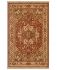 Intricately designed in the classic Serapi-style of Persia with a striking center medallion, this rug is painstakingly crafted to capture the abrash or stria effect often associate with aged vegetable dyes. After weaving, each rug is given a special antique wash to further harmonize the colors with a rich vintage patina. Intricately designed in the classic Serapi-style of Persia with a striking center medallion, this rug is painstakingly crafted to capture the abrash or stria effect often associate with aged vegetable dyes. After weaving, each rug is given a special antique wash to further harmonize the colors with a rich vintage patina.