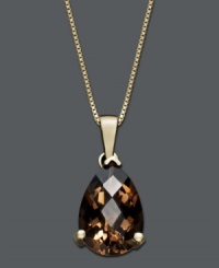 Elegance in simplicity. This sweet drop pendant features teardrop-shaped smokey quartz (2-9/10 ct. t.w.) set in 14k gold. Approximate length: 18 inches. Approximate drop: 3/4 inch. Elegance in simplicity. This sweet drop pendant features teardrop-shaped smokey quartz (2-9/10 ct. t.w.) set in 14k gold. Approximate length: 18 inches. Approximate drop: 3/4 inch.
