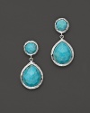 From the gemstone collection, snowman earrings feature faceted turquoise stones. Designed by Ippolita.