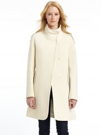 THE LOOKTextured wool blend constructionStand collarLeather epaulettesLong sleevesConcealed snap frontDual leather flap pocketsLogo detail at backSeamed back yokeCenter back pleat with adjustable leather tabTHE FITAbout 35 from shoulder to hemTHE MATERIALShell: 80% wool/20% polyamideTrim: leatherFully linedCARE & ORIGINDry cleanImported THE LOOKTextured wool blend constructionStand collarLeather epaulettesLong sleevesConcealed snap frontDual leather flap pocketsLogo detail at backSeamed back yokeCenter back pleat with adjustable leather tabTHE FITAbout 35 from shoulder to hemTHE MATERIALShell: 80% wool/20% polyamideTrim: leatherFully linedCARE & ORIGINDry cleanImported