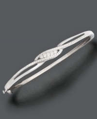 Brighten your style with this glittering design by Wrapped in Love™. Bangle features round-cut diamond (1/2 ct. t.w.) set in 14k white gold. Approximate diameter: 2-3/4 inches. Brighten your style with this glittering design by Wrapped in Love™. Bangle features round-cut diamond (1/2 ct. t.w.) set in 14k white gold. Approximate diameter: 2-3/4 inches.