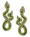 Get a little serpentine with your style. These edgy snake earrings are illuminated by round-cut yellow sapphires (1-3/4 ct. t.w.), tsavorite (1-1/8 ct. t.w.) and ruby accents. Set in sterling silver. Approximate drop: 1/2 inch.