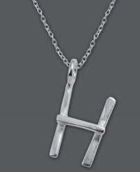 The perfect personalized gift. A polished sterling silver pendant features the letter H with a chic asymmetrical shape. Comes with a matching chain. Approximate length: 18 inches. Approximate drop: 3/4 inch. The perfect personalized gift. A polished sterling silver pendant features the letter H with a chic asymmetrical shape. Comes with a matching chain. Approximate length: 18 inches. Approximate drop: 3/4 inch.