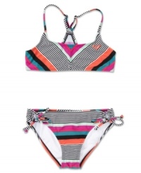 Poolside style. She'll love the cute look of this two-piece swimsuit from Roxy, perfect for the pool or the beach. Poolside style. She'll love the cute look of this two-piece swimsuit from Roxy, perfect for the pool or the beach.
