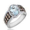 Le Vian Aqua 14K White Gold Ring With a 1.43 Carats Aqua Featuring Chocolate Diamonds Surrounded by White Diamonds With a Total Diamond Weight of 1.19 Carats