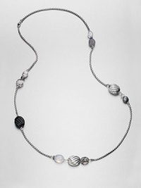 From the Carved Cable Collection. An elegant blend of grey chalcedony, black onyx, howlite, moon quartz, hematite and sterling silver bead stations on a box link chain. Grey chalcedony, black onyx, howlite, moon quartz and hematiteSterling silverLength, about 40Lobster clasp closureImported From the Carved Cable Collection. An elegant blend of grey chalcedony, black onyx, howlite, moon quartz, hematite and sterling silver bead stations on a box link chain. Grey chalcedony, black onyx, howlite, moon quartz and hematiteSterling silverLength, about 40Lobster clasp closureImported