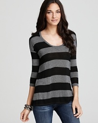 Bold stripes are on board with this Soft Joie tee, accompanied by a high/low hem for on-trend, casual style.