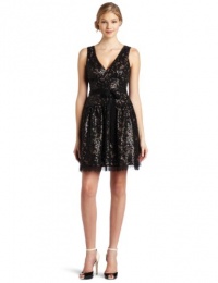 BCBGMAXAZRIA Women's Katarina Sequined V-Neck Short Dress