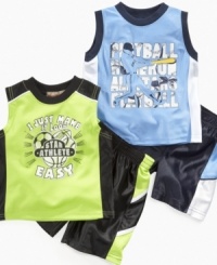 All-star style. Let everyone know he's your MVP in this sporty tank and short set from Kids Headquarters. All-star style. Let everyone know he's your MVP in this sporty tank and short set from Kids Headquarters.