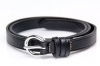 Lauren Ralph Lauren Vacchetta Leather Thin Belt Size Large Black