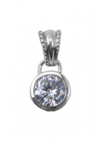 Barse Sterling Silver Faceted Round Clear Crystal Pendant Barse Sterling Silver Faceted Round Clear Crystal Pendant