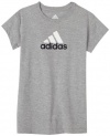 adidas Girls Logo Tee Ii,Medium Grey Heather/White/Dark Navy,Small