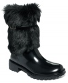 Take on the cold weather in style with the Calgary faux-fur cold weather boots by DKNY Active. Faux fur lines the shaft, while a shiny rubber finish adds polish to the upper.