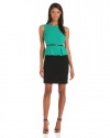 Calvin Klein Women's Sleeveless Peplum Dress, Kelly Green/Black, 6