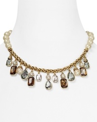 This elegant Carolee necklace, detailed with a frontal stone cluster recalls the romantic-look of an estate-piece, but modernized for now wear. This elegant Carolee necklace, detailed with a frontal stone cluster recalls the romantic-look of an estate-piece, but modernized for now wear.