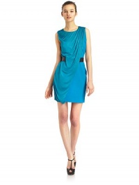 THE LOOKRound necklineSleeveless Front draped jersey panel with pleated shoulder details Leather snap belt Side zip closureTHE FITAbout 36 from shoulder to hemTHE MATERIAL65% rayon/30% nylon/5% elastaneFully linedCARE & ORIGINDry cleanImportedModel shown is 5'10½ (179cm) wearing US size 4. THE LOOKRound necklineSleeveless Front draped jersey panel with pleated shoulder details Leather snap belt Side zip closureTHE FITAbout 36 from shoulder to hemTHE MATERIAL65% rayon/30% nylon/5% elastaneFully linedCARE & ORIGINDry cleanImportedModel shown is 5'10½ (179cm) wearing US size 4.