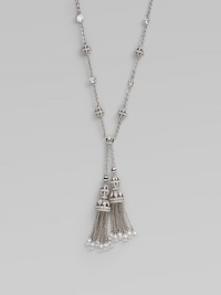 EXCLUSIVELY AT SAKS. Two delightfully detailed chain tassels dangle delicately from a long silvery chain dotted with faceted cubic zirconia discs and openwork pavé crystal beads.Cubic zirconia and crystalRhodium platedChain length, about 16Tassel length, about 2Lobster claspImported EXCLUSIVELY AT SAKS. Two delightfully detailed chain tassels dangle delicately from a long silvery chain dotted with faceted cubic zirconia discs and openwork pavé crystal beads.Cubic zirconia and crystalRhodium platedChain length, about 16Tassel length, about 2Lobster claspImported
