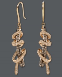 A work of art. Le Vian's swirling drop earrings shine with the addition of round-cut chocolate diamonds (3/4 ct. t.w.) and white diamonds (1-1/6 ct. t.w.). Crafted in 14k rose gold. Approximate drop: 1-3/4 inches. A work of art. Le Vian's swirling drop earrings shine with the addition of round-cut chocolate diamonds (3/4 ct. t.w.) and white diamonds (1-1/6 ct. t.w.). Crafted in 14k rose gold. Approximate drop: 1-3/4 inches.