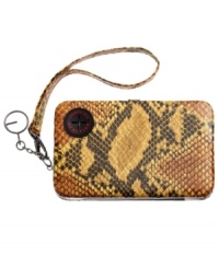 Protect your technology in this untamed fashion from Kenneth Cole Reaction. A sleek snakeskin print exterior covers this tech case with a kiss lock closure and organizational interior. Protect your technology in this untamed fashion from Kenneth Cole Reaction. A sleek snakeskin print exterior covers this tech case with a kiss lock closure and organizational interior.