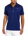Puma Golf Men's Stripe Yoke Tech Polo Tee, Blue Depths, Medium