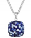 Sublime elegance from Balissima by Effy Collection. This sterling silver pendant features round-cut sapphires (4-1/8 ct. t.w.) in a square pattern. Approximate length: 18 inches. Approximate drop: 1 inch.