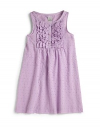 THE LOOKSwiss dot designRound neckline with ruffle detailSleevelessFront button closureRuffled placketTHE MATERIALCottonCARE & ORIGINMachine washImported THE LOOKSwiss dot designRound neckline with ruffle detailSleevelessFront button closureRuffled placketTHE MATERIALCottonCARE & ORIGINMachine washImported