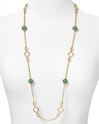 Combining 14-karat gold with jade stations, this three-row textured link necklace from Lauren Ralph Lauren will make a lasting addition to every jewelry box. Combining 14-karat gold with jade stations, this three-row textured link necklace from Lauren Ralph Lauren will make a lasting addition to every jewelry box.