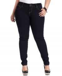 Pair all your new tops with Celebrity Pink Jeans' plus size skinny jeans, finished by a sleek dark wash. Pair all your new tops with Celebrity Pink Jeans' plus size skinny jeans, finished by a sleek dark wash.