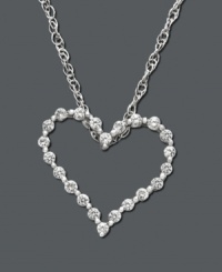 Cherish matters of the heart - give her the gift she'll love for a lifetime. This beautiful necklace features certified near colorless round-cut diamond (1 ct. t.w.) in an open heart pattern. Crafted in 14k white gold. Approximate length: 18 inches. Approximate drop: 7/8 inch. Cherish matters of the heart - give her the gift she'll love for a lifetime. This beautiful necklace features certified near colorless round-cut diamond (1 ct. t.w.) in an open heart pattern. Crafted in 14k white gold. Approximate length: 18 inches. Approximate drop: 7/8 inch.
