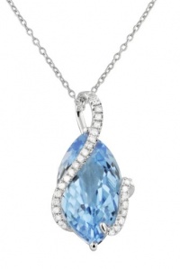 Effy Jewlery 14K White Gold Blue Topaz & Diamond Pendant, 7.27 TCW Effy Jewlery 14K White Gold Blue Topaz & Diamond Pendant, 7.27 TCW
