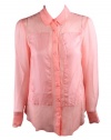 Elizabeth And James Womens Emile Sheer Silk Button Up Top