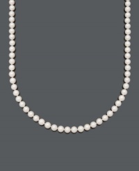 For a perfectly polished look, add this elegant Belle de Mer necklace. Crafted with grade A+, cultured freshwater pearls (7-1/2-8 mm) and a 14k gold clasp. Approximate length: 16 inches. For a perfectly polished look, add this elegant Belle de Mer necklace. Crafted with grade A+, cultured freshwater pearls (7-1/2-8 mm) and a 14k gold clasp. Approximate length: 16 inches.