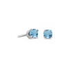 14k White Gold Round Blue Topaz Stud Earrings