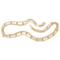 PalmBeach Jewelry 18k Yellow Gold Over Sterling Silver Triple-Strand Beaded Ankle Bracelet 10 PalmBeach Jewelry 18k Yellow Gold Over Sterling Silver Triple-Strand Beaded Ankle Bracelet 10