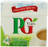 PG Tips Black Tea, Pyramid Tea Bags, 40-Count Boxes (Pack of 6)