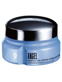 Experience a celestial massage with a creamy ANGEL blue texture rich in exfoliating micro-particles. A heavenly ritual for the shower or bath that leaves the skin soft and silky with the facets of ANGEL. Contained in a glamorous blue jar with a sleek silver lid. 7.1 oz. Experience a celestial massage with a creamy ANGEL blue texture rich in exfoliating micro-particles. A heavenly ritual for the shower or bath that leaves the skin soft and silky with the facets of ANGEL. Contained in a glamorous blue jar with a sleek silver lid. 7.1 oz.