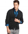 Snuggle up in style with this handsome ribbed knit cardigan by INC International Concepts.