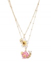 Breezy summer style. Betsey Johnson's petite two-row pendant features an adorable snail and a lively flower. Crafted in gold-plated mixed metal with enamel and crystal accents. Approximate length: 16 inches + 3-inch extender. Approximate drop: 1 inch (flower). Approximate drop: 1 inch (snail).