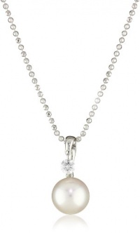 TARA Pearls Tahitian 9X10mm 14 Karat White Gold Pearl with One Diamond Pendant Necklace
