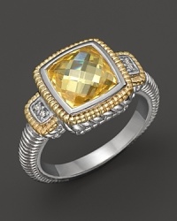 Judith Ripka Sterling Silver and 18K Gold Natali Ring with Diamonds and Canary Crystal Judith Ripka Sterling Silver and 18K Gold Natali Ring with Diamonds and Canary Crystal