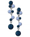 Beautiful in blue. This set of earrings from 2028 is crafted from hematite-tone mixed metal and features sparkling accents for a glamorous touch. Approximate drop: 1-1/2 inches.