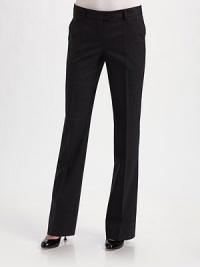 A sharply tailored style in a lightweight wool blend, with a beautiful drape and clean straight leg.Front tab button and zip closure with interior button tab Belt loops Flat front Side slash pockets Back seams Back button welt pocket Inseam, about 35 97% virgin wool/3% other fibers Dry clean Made in Italy A sharply tailored style in a lightweight wool blend, with a beautiful drape and clean straight leg.Front tab button and zip closure with interior button tab Belt loops Flat front Side slash pockets Back seams Back button welt pocket Inseam, about 35 97% virgin wool/3% other fibers Dry clean Made in Italy
