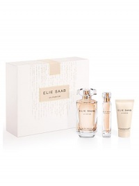 This holiday season, live the exceptional with ELIE SAAB's latest fragrance creation. Set includes: Eau de toilette spray, 3 oz.; eau de toilette mini spray, 0.3 oz. and body lotion, 1 oz. Made in France. This holiday season, live the exceptional with ELIE SAAB's latest fragrance creation. Set includes: Eau de toilette spray, 3 oz.; eau de toilette mini spray, 0.3 oz. and body lotion, 1 oz. Made in France.
