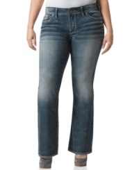 Link up your favorite tops with Silver Jeans' bootcut plus size jeans, featuring a medium wash. Link up your favorite tops with Silver Jeans' bootcut plus size jeans, featuring a medium wash.