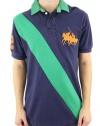 Polo Ralph Lauren Men's Navy Blue w/Green Stipe and Collar Shirt