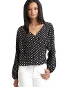 THE LOOKAllover contrasting polka dot printAsymmetric surplice V-neckLong sleeves with elastic cuffsTHE FITAbout 22 from shoulder to hemTHE MATERIALSilkCARE & ORIGINDry cleanImportedModel shown is 5'10 (177cm) wearing US size Small. 