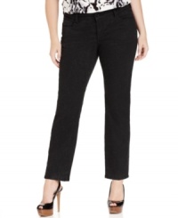 Add sparkle to your style with Seven7 Jeans' plus size skinny jeans, featuring a shimmery finish. Add sparkle to your style with Seven7 Jeans' plus size skinny jeans, featuring a shimmery finish.