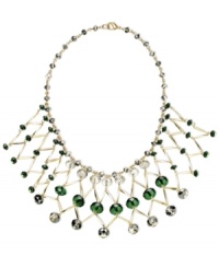 Add elegance to your neckline. This gorgeous bib necklace from INC International Concepts links green beads with glass accents. Crafted in 14k gold-plated mixed metal. Approximate length: 18 inches + 2-inch extender. Approximate drop: 2-1/2 inches. Add elegance to your neckline. This gorgeous bib necklace from INC International Concepts links green beads with glass accents. Crafted in 14k gold-plated mixed metal. Approximate length: 18 inches + 2-inch extender. Approximate drop: 2-1/2 inches.